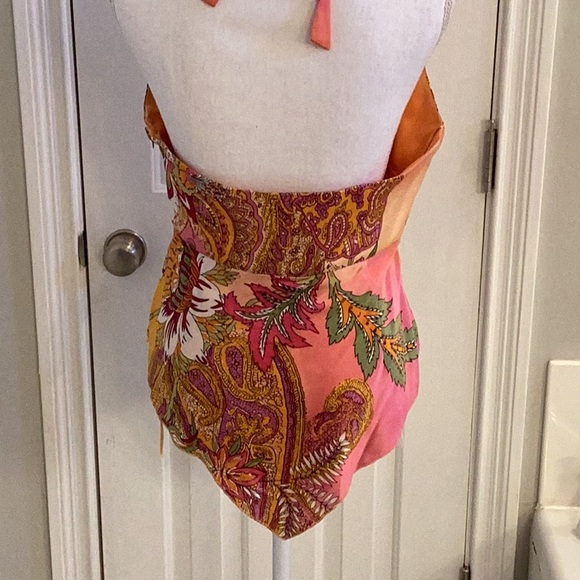 Cache Vintage Multicolor Silk Halter Top w/ Embellishments - Picture 5 of 12
